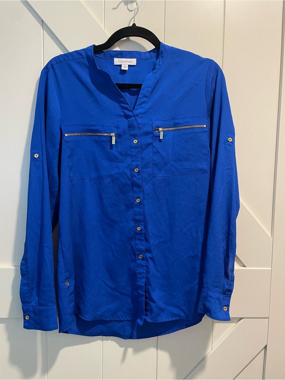 Calvin Klein Cobalt Blue Button-Front Top